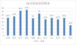 濟寧11月市均降雨量27.1毫米，比歷年同期偏多24%